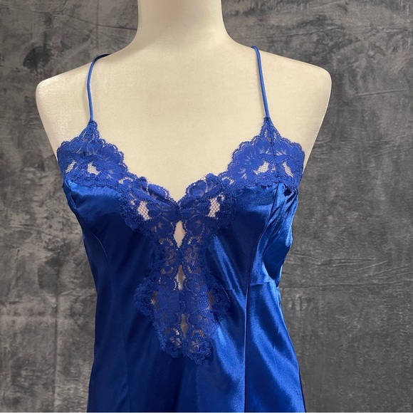 Partners Mervyns Blue Women's Size Medium Satin Sleepwear Set Camisole & Robe - Picture 3 of 16